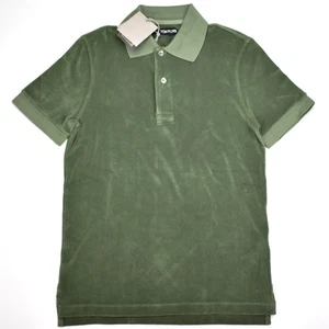 NWT $570 TOM FORD Olive Green Towelling Terry Polo Shirt Men's S/M 48 AUTHENTIC - Picture 1 of 10