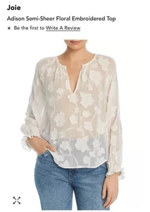 Joie Top Women’s XS Adison Sheer Embroidered Floral Blouse & Silky Under Shirt - Picture 1 of 6