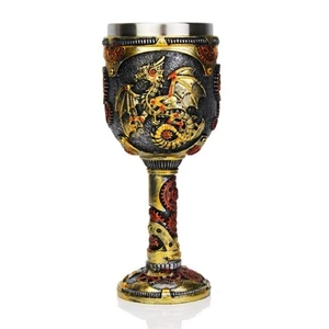 KTOTKMOTA Mechanical Dragon Goblet, 304 Stainless Steel Liner Resin Wine Gobl... - Picture 1 of 9