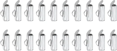 100 piezas cierres deslizantes en extremo, extremos de prensado deslizantes de cuentas de bola de tubo de 10 mm, tono plateado Foto 1 de 4