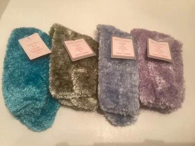 Delicates 4 Socks To Stay Home In Cozy Crew Asst. Colors One Size Fits Most NWT - Image 1 of 4