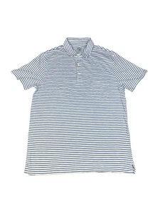 JCrew Polo Collar White with Blue strips Men's Pullover Large - Picture 1 of 11