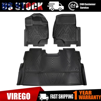 Car Floor Mats Liner For 2010-2014 Ford F-150 F150 SuperCrew Cab TPE All-Weather - Image 1 of 4