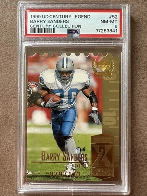 1999 UD Century Legend #52 BARRY SANDERS /100 PSA 8 Pop 3 - Image 1 of 3