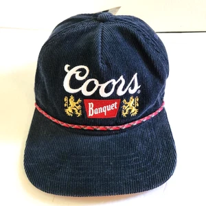 Coors Banquet Retro Vintage Classic Navy Corduroy Red Rope Adj Snapback Cap Hat - Picture 1 of 9