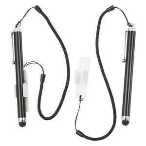 2 Pcs Screen Capacitive Pens with Spring Rope Fixing Base Black/White - Photo 1 sur 7