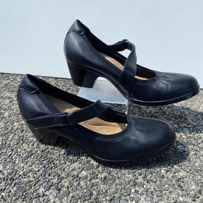 Clarks Collection Womens Sz 9 Emily2 Mabel Black Leather Mary Jane Heels Leather - Image 1 of 4