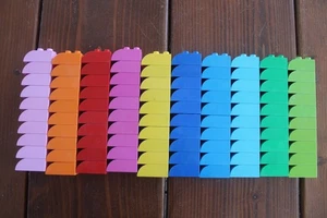 Duplo Lot 100 Sloped Curved Brick 2X3 2302 Round Foot Feet RED BLUE WHITE PINK - Picture 1 of 2