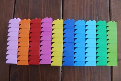 Duplo Lot 100 Sloped Curved Brick 2X3 2302 Round Foot Feet RED BLUE WHITE PINK - Image 1 of 2