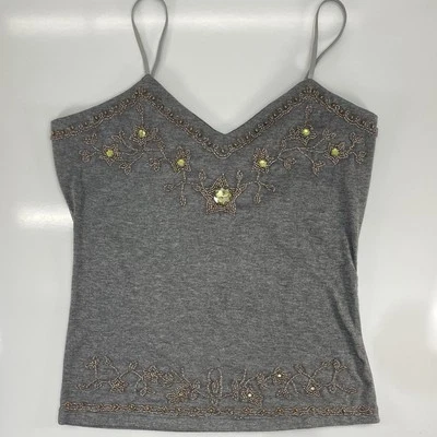 Lulumari 女式吊带串珠灰色粘纤夏季上衣 Adjst 肩带 尺寸 M 阅读 — 第 1/4 张图片