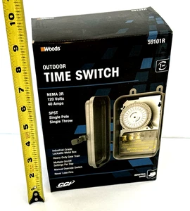 OUTDOOR ZEITSCHALTUHR 120V/40AMP einpolig - Einweg Woods 59101R - Bild 1 von 1