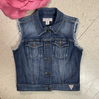 Chaleco de mezclilla vintage con botones delanteros azul talla pequeña con JEANS para mujer Foto 1 de 4