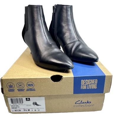 Clarks Collection Kepley Erin Women’s Black Leather Ankle Boots Size 6.5 M - Image 1 of 4