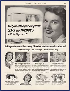 Pubblicità stampa vintage 1952 ARM & HAMMER frigorifero bicarbonato effimera anni 50 - Foto 1 di 1
