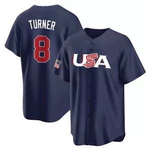 Hot!!! Trea Turner #8 USA Baseball Team Fanmade Print Baseball Jersey S-5XL - Picture 1 of 6