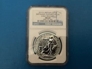 2015 1oz Silver Britannia S2PND Textured Fields. Early Release. MS69 - Picture 1 of 2