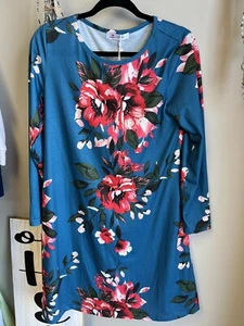 Cupshe Blue Floral Long Sleeve Dress *NEW* Medium - Picture 1 of 2