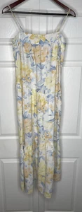 Abercrombie & Fitch Women's Floral Maxi Dress Sz M Linen Blend Prairie Romantic - Picture 1 of 10