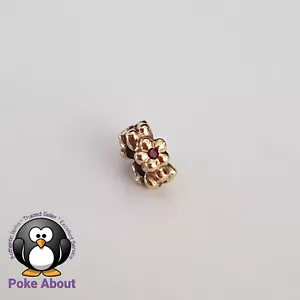 Genuine Pandora 14ct Yellow Gold Flower Spacer - Pink/Red Rubies 750436RU Rare - Picture 1 of 10