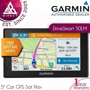 Garmin DriveSmart 50LM 5" Car GPS Sat Nav│Free Lifetime UK Western Europe Maps - Picture 1 of 6