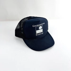 Cappello Vintage Germantown Festival Blu Navy Camionista Snap Back Retro Memphis - Foto 1 di 7