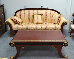 Luxury Italian Sofa - Gold Silk Fabric - Dark Wood - Traditional Style - Picture 1 of 3