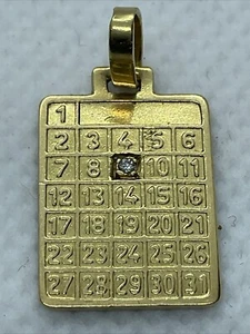 UNOAERRE ITALY Solid 18K (750) Yellow Gold Diamond PERSONALIZED CALENDAR Pendant - Picture 1 of 20