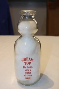 Vintage AKRON PURE MILK In Cream Top Bottle Quart - Picture 1 of 12