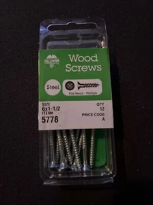Hillman 5778 Steel Flat Head Phillips Wood Screws #6 X 1-1/2 Qty12 - Picture 1 of 4