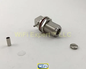 N Type Female Bulkhead Right Angle Solder Crimp RG316 RG174 RG179 LMR100 Cable - Picture 1 of 7
