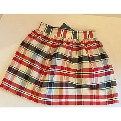 Hartstrings Skirt Girls 5 Classic Silk Red Blue and White Plaid New - Image 1 of 4