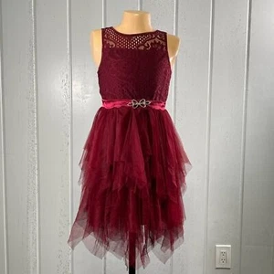 R.M.L.A Girl's Burgundy Tulle Dress Sz 12 - Picture 1 of 11