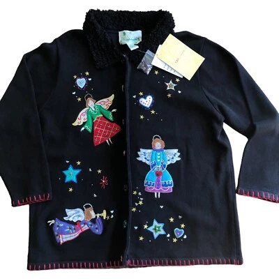 NWT! The Quacker Factory Angel Christmas Sweater  Cardigan Size 1X - Image 1 of 4