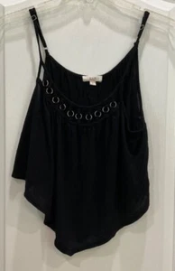 E&M Womens Crop Top Style Size S Black Decorative Rings at Neckline 103 - Picture 1 of 7