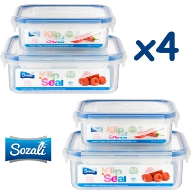 4 Food Storage Containers Set Airtight Clip Lock Food Lunch Box 0.5 + 0.24 L - Image 1 of 3