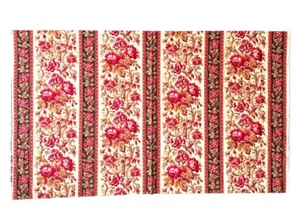 Red Rooster Gerri Robinson Fabric Rose Floral Border Stripe Remnant 26 x 42 wide - Picture 1 of 10