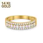14K Gold Art Deco Half Eternity Wedding Engagement Band Round Ring Cz 5.5Mm