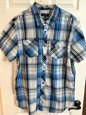 Eighty Eight Platinum Men's XXL Short Sleeve Shirt Blue Multi Plaid NWT - Image 1 of 4