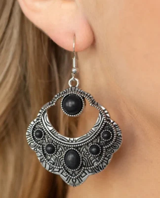 Paparazzi SAGUARO SUNSET black earrings - Image 1 of 2
