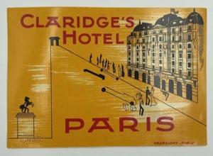 Original Rare Luggage Travel Label / Sticker Claridge's Hotel Paris - Picture 1 of 2