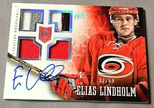 2013-14 Panini Prime Holo Silver /50 RPA Elias Lindholm Rookie Patch Auto RC 169 - Picture 1 of 2