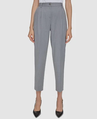 Pantalones al tobillo Calvin Klein gris tiro alto a rayas talla 2 para mujer Foto 1 de 2