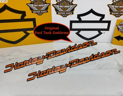 OEM Harley Touring Street Glide Right Fuel Gas Tank Emblem Scorched Orange - Image 1 of 4