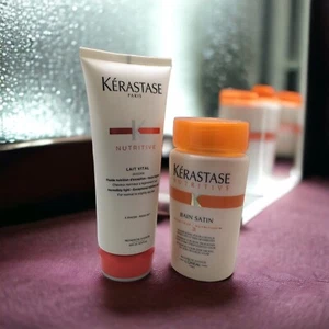 KÉRASTASE NUTRITIVE Bain Satin 3 Shampoo 8.5 Oz + Lait Vital Irisome 6.8 Oz DUO - Picture 1 of 24