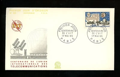 Postal History France FDC #1122 ITU Centennial Telecommunications 1965 - Image 1 of 2