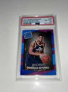 2017-18 Panini Donruss #188 Donovan Mitchell pressefest lila RC/199 PSA 8,5 - Bild 1 von 3