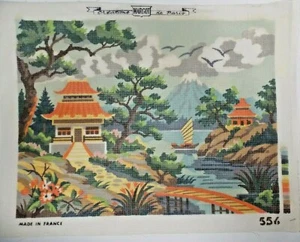 Creations de Paris Margot Japanese Mt. Fuji Needlepoint Canvas New Old Stock - Picture 1 of 7