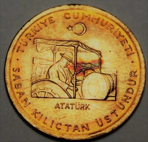 Turkey 10 Kurus FAO, 1974 Gem Unc~Ataturk On Tractor~Oat Sprigs~Free Shipping - Picture 1 of 2