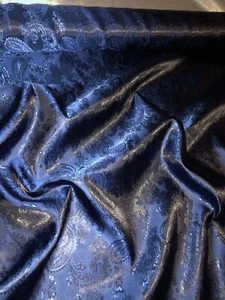 1 mtr Tela Jacquard Paisley Autoimpresión Azul Marino Dos Tonos..58” Ancho (147cm)0234 - Imagen 1 de 11