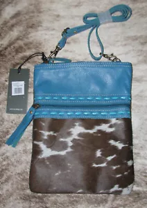 Myra Taschen #8956 ""Fence Creek"" Leder, Canvas, haarig 8,25""x11"" Umhängetasche ~ Riemen ~ - Bild 1 von 3